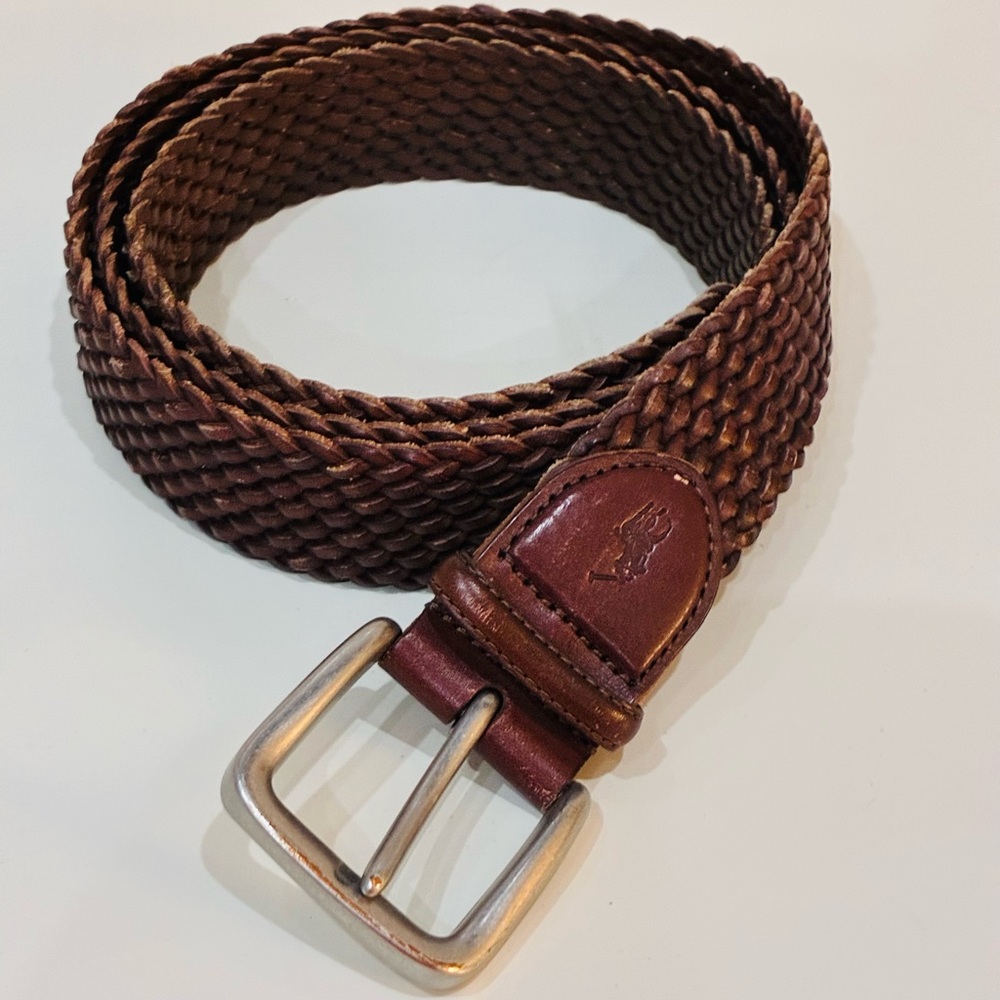 Polo Ralph Lauren Men’s Woven Leather Belt Size 48 upgrade your wardrobe